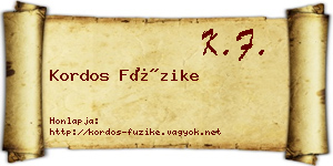 Kordos Füzike névjegykártya